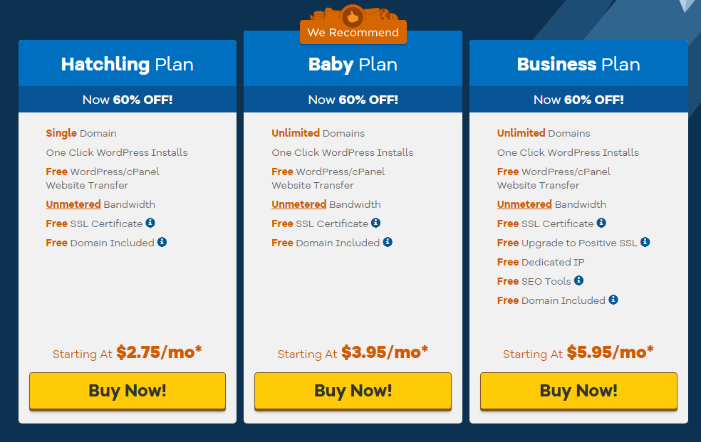 HostGator Web Hosting Plans