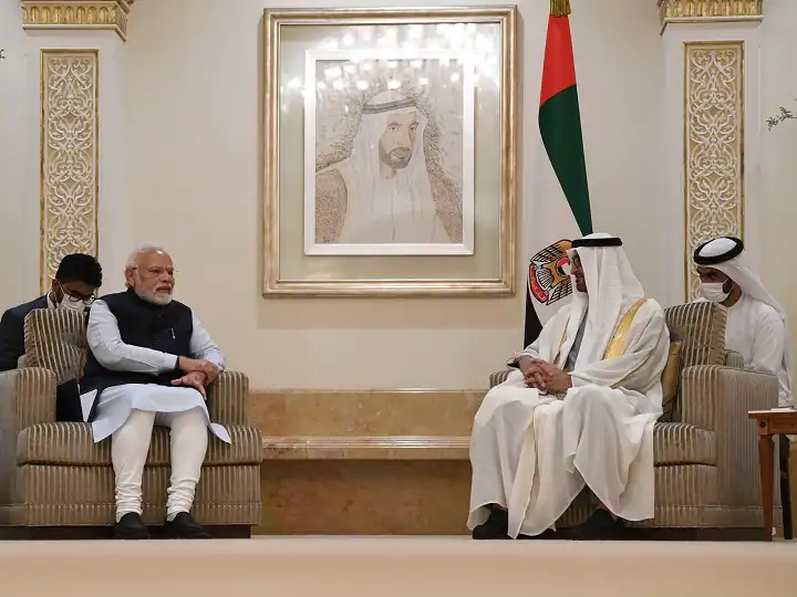 PM Modi UAE President Sheikh Mohamed Abu Dhabi Abu Dhabi Sheikh Mohamed Bin Zayed Al Nahyan