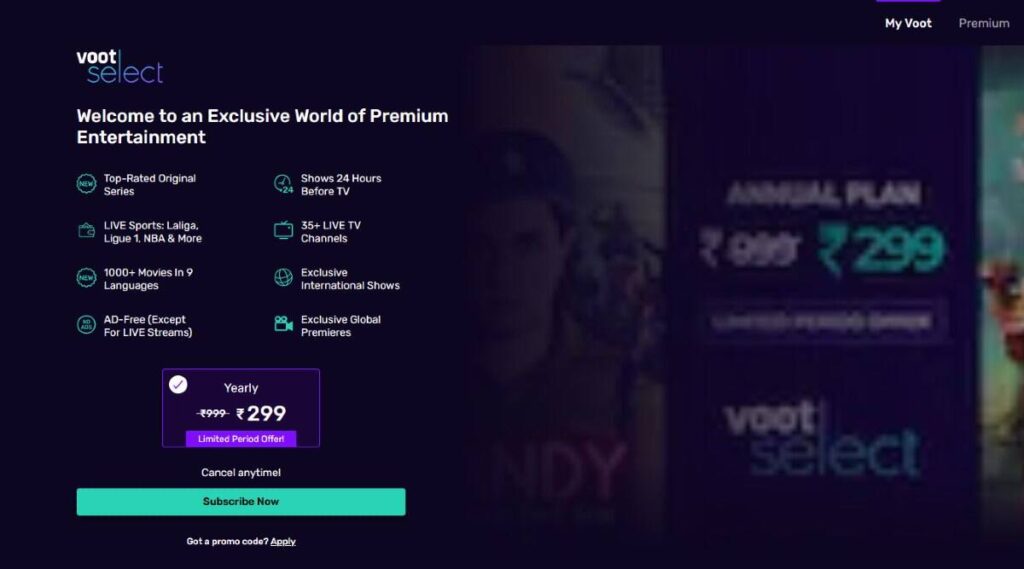 voot premium, voot plans,