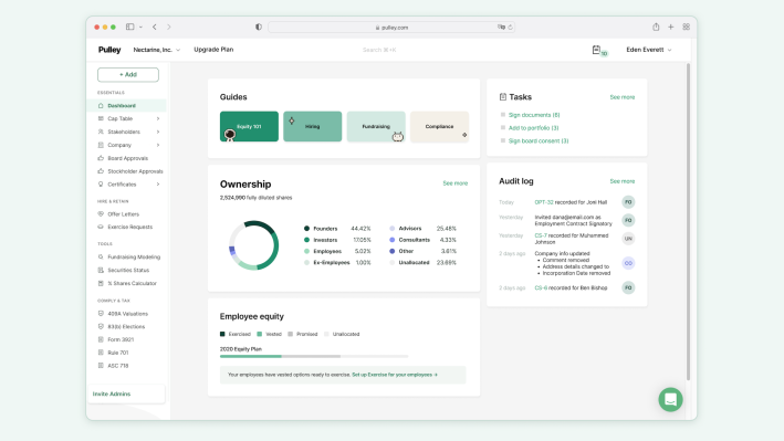 Founders Fund backs Pulley as it helps companies make better decisions about equity – TechCrunch